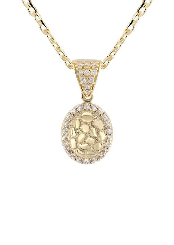 10K Yellow Gold Oval Nugget Necklace | Appx. 1 - 5 Grams