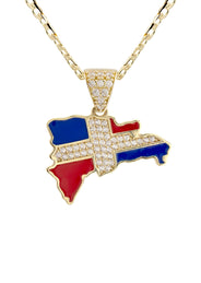 10K Yellow Gold Flag of the Dominican Republic Necklace | Appx. 1.8 - 5.8 Grams