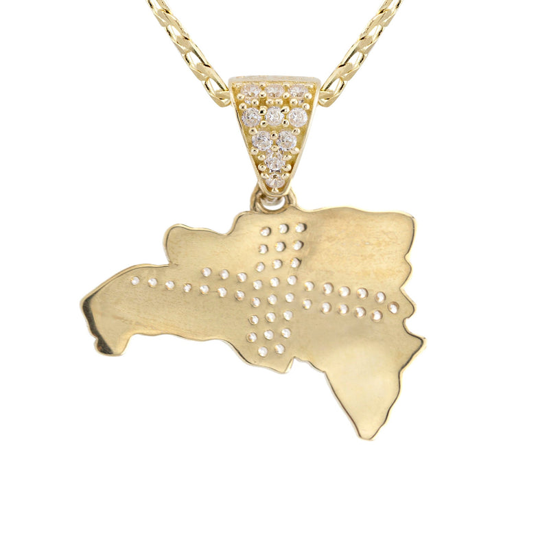 10K Yellow Gold Flag of the Dominican Republic Necklace | Appx. 1.8 - 5.8 Grams
