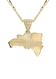 10K Yellow Gold Flag of the Dominican Republic Necklace | Appx. 1.8 - 5.8 Grams