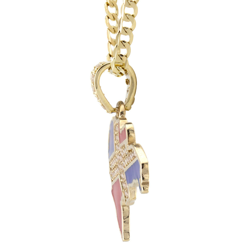 10K Yellow Gold Flag of the Dominican Republic Necklace | Appx. 1.8 - 5.8 Grams