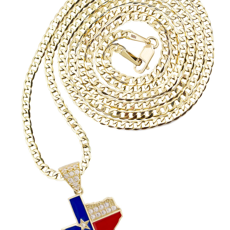 10K Yellow Gold Texas Flag Necklace | Appx. 1.3 - 5.3 Grams