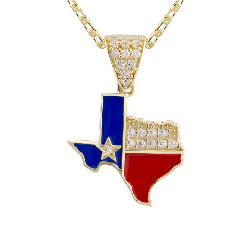 10K Yellow Gold Texas Flag Necklace | Appx. 1.3 - 5.3 Grams