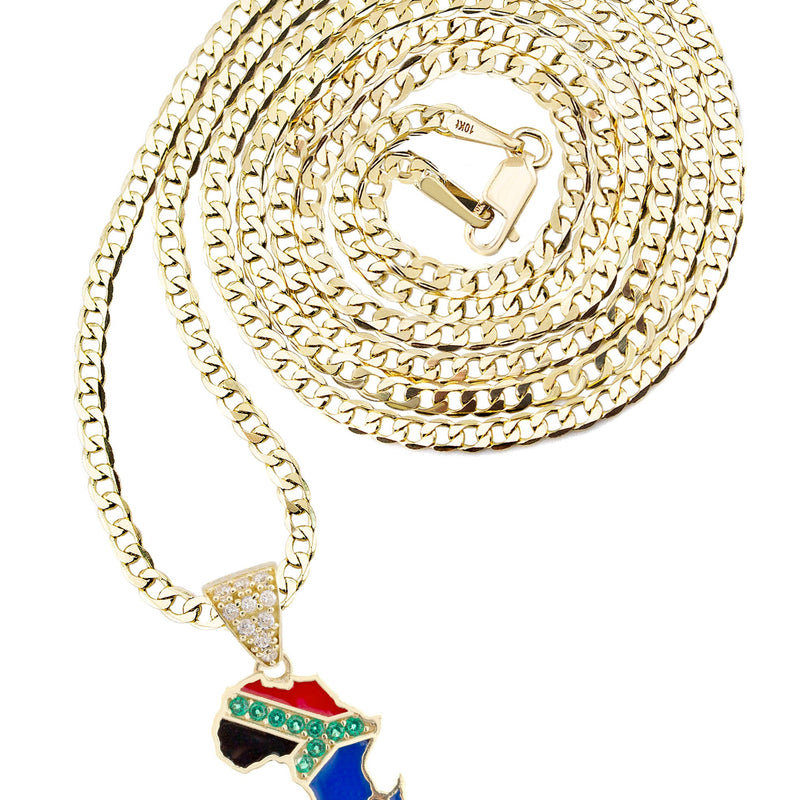 10K Yellow Gold South Africa Flag Necklace | Appx. 1 - 5 Grams