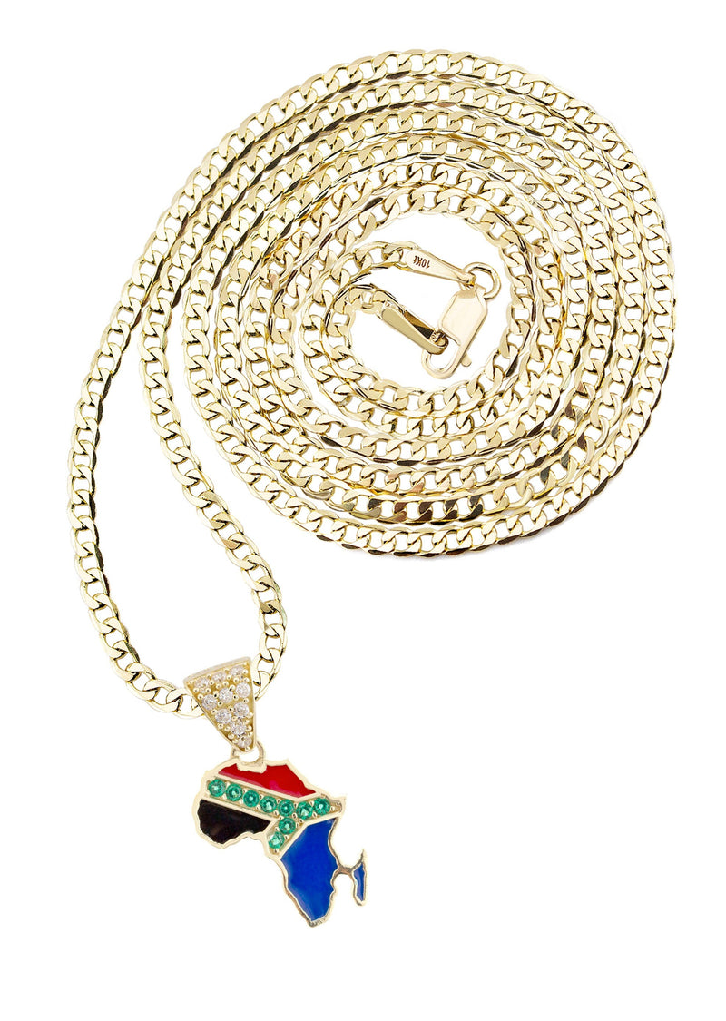 10K Yellow Gold South Africa Flag Necklace | Appx. 1 - 5 Grams
