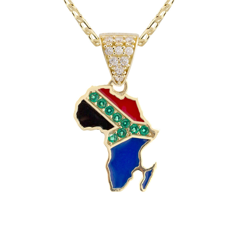 10K Yellow Gold South Africa Flag Necklace | Appx. 1 - 5 Grams