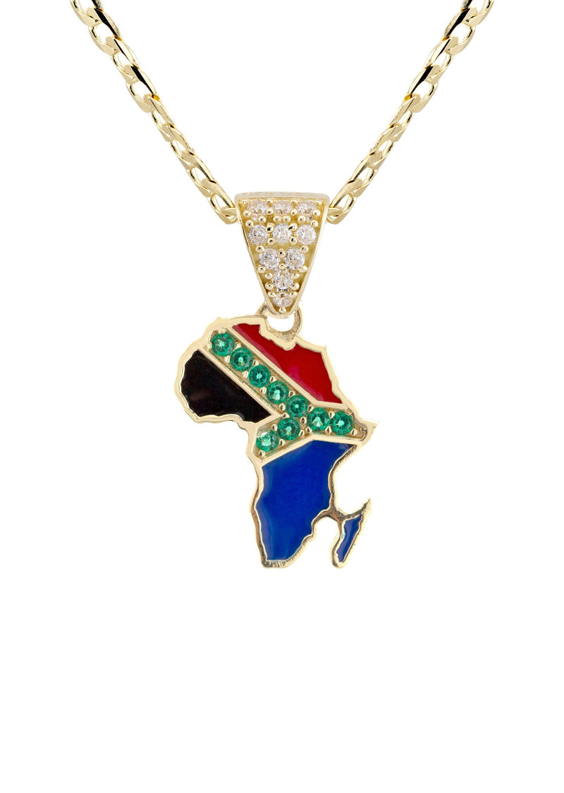 10K Yellow Gold South Africa Flag Necklace | Appx. 1 - 5 Grams