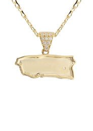 10K Yellow Gold Puerto Rico Flag Necklace | Appx. 2.3 - 6.3 Grams