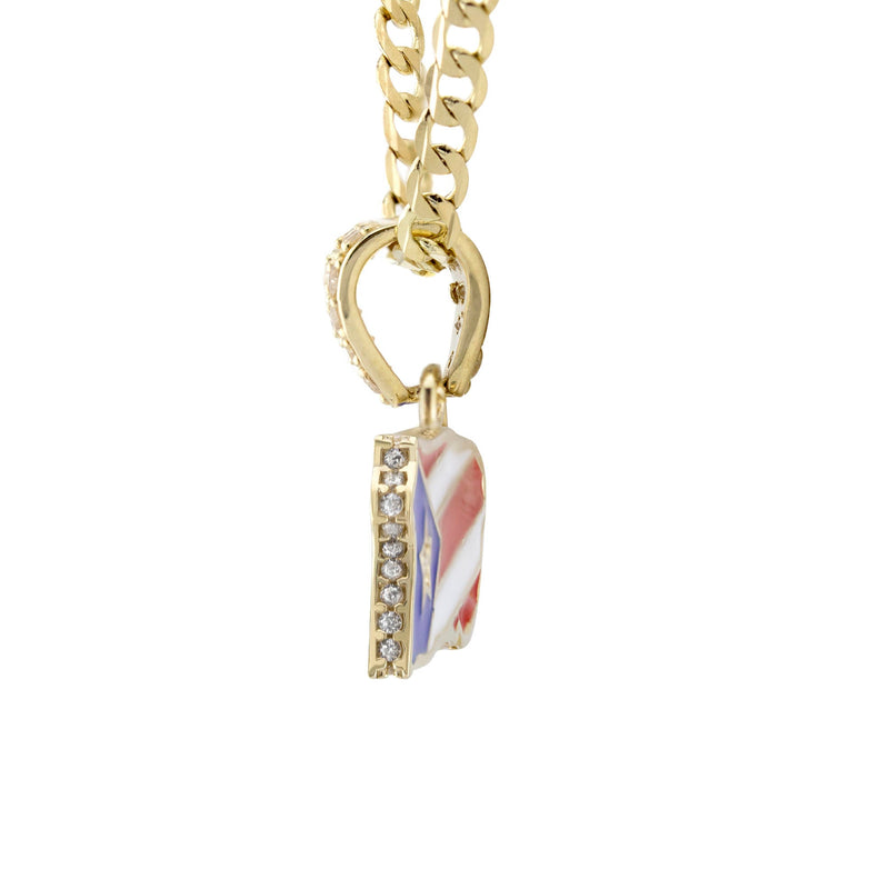 10K Yellow Gold Puerto Rico Flag Necklace | Appx. 2.3 - 6.3 Grams