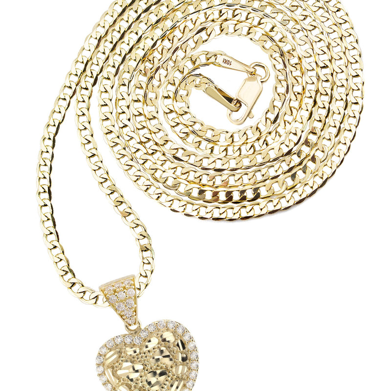 10K Yellow Gold Heart Nugget Necklace | Appx. 2 - 6 Grams