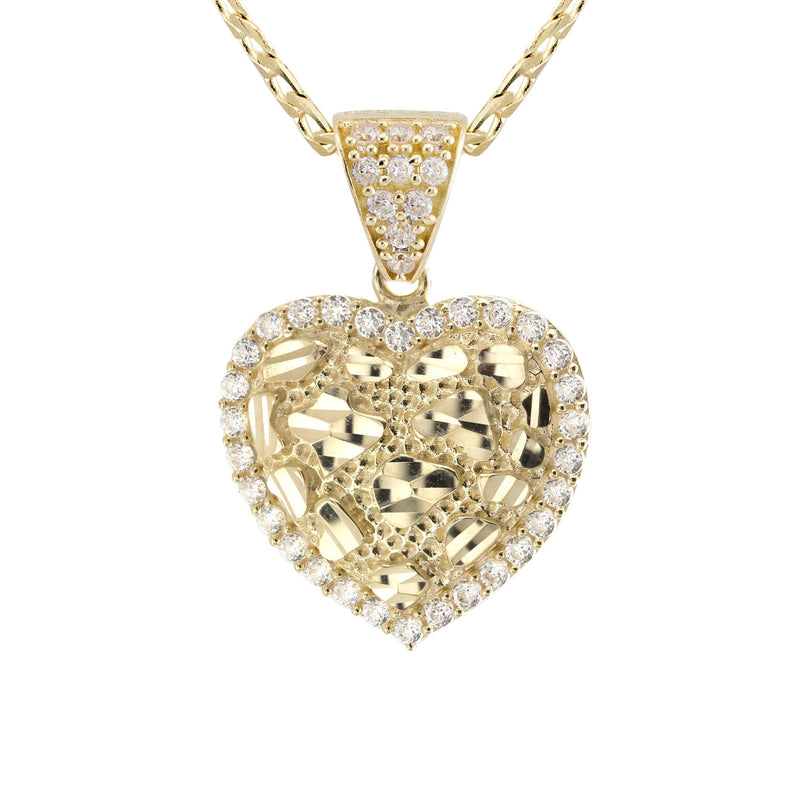 10K Yellow Gold Heart Nugget Necklace | Appx. 2 - 6 Grams
