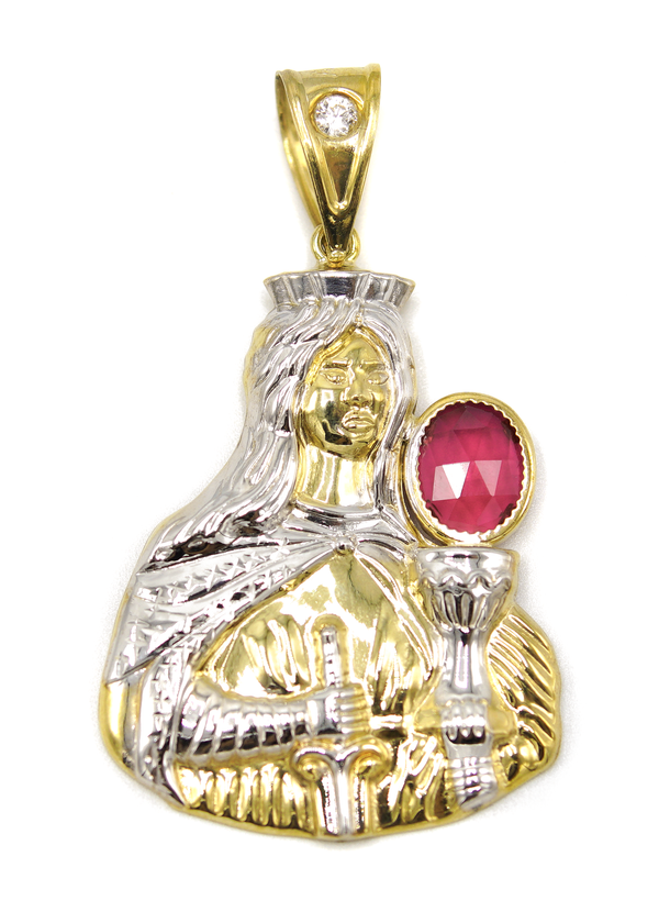 10K Gold Saint Barbara Pendant | Customizable Size