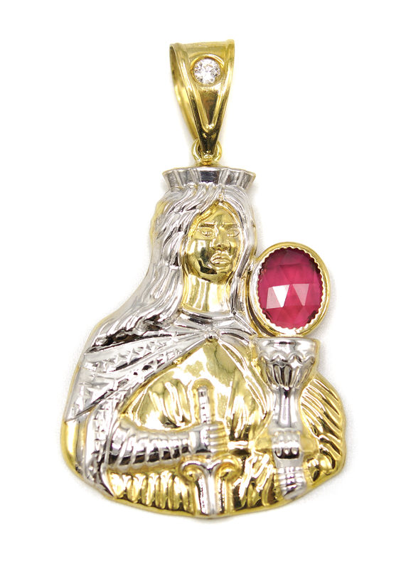 10K Gold Saint Barbara Pendant | Customizable Size