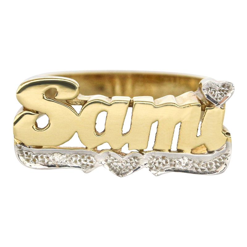 14K Heart Diamond Gold Name Ring | Appx. 4.2 Grams