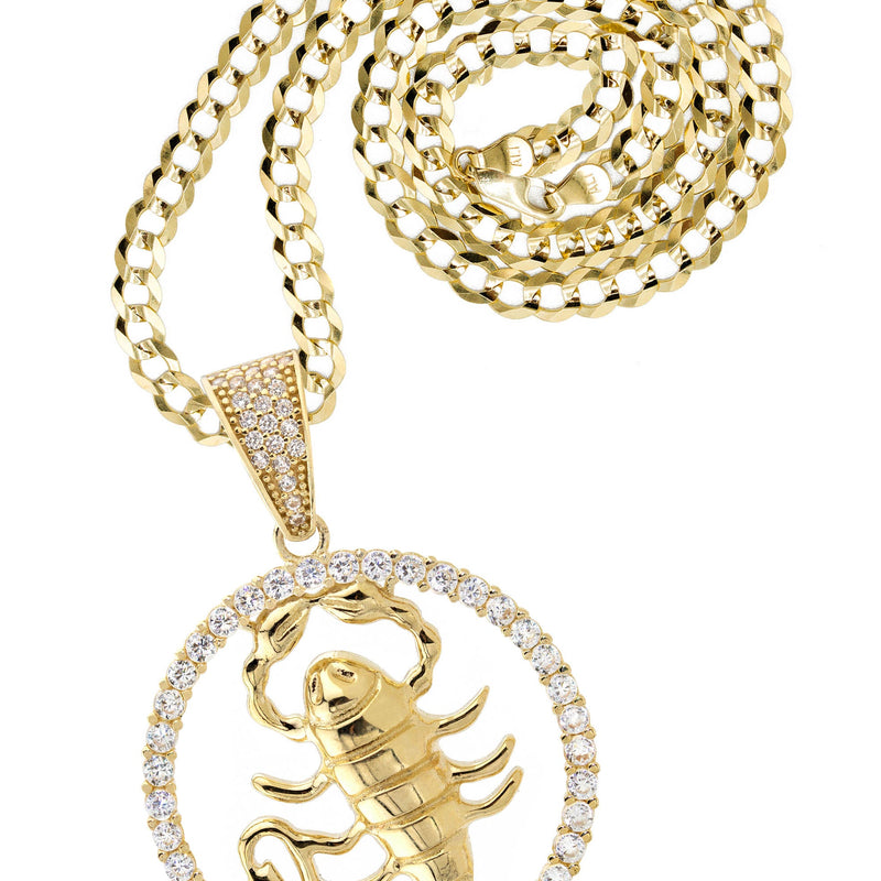 10K Yellow Gold Zodiac Scorpio Necklace | Appx. 17.2 Grams