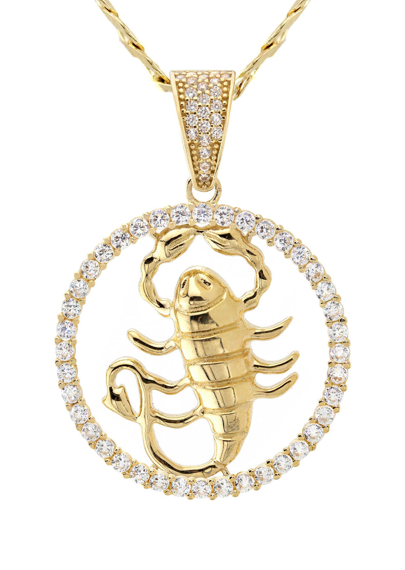 10K Yellow Gold Zodiac Scorpio Necklace | Appx. 17.2 Grams