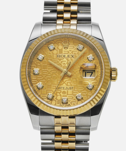 Rolex Datejust 36 116233 FACTORY Champagne Jubilee Diamond Dial 18K Yellow Gold