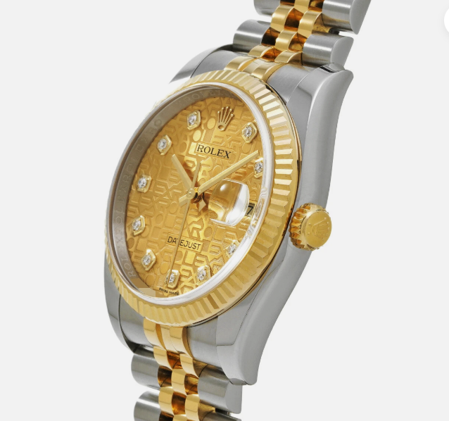 Rolex Datejust 36 116233 FACTORY Champagne Jubilee Diamond Dial 18K Yellow Gold