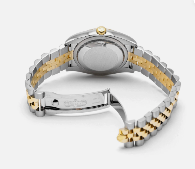 Rolex Datejust 36 Steel Grey Diamond Dial Fluted 18K Gold Two Tone Jubilee Watch 116233