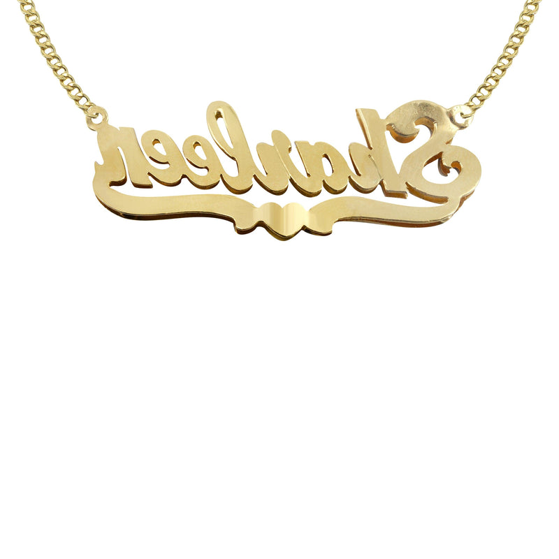 14K Gold  Two Tone  Name Plate Necklace | Style #64