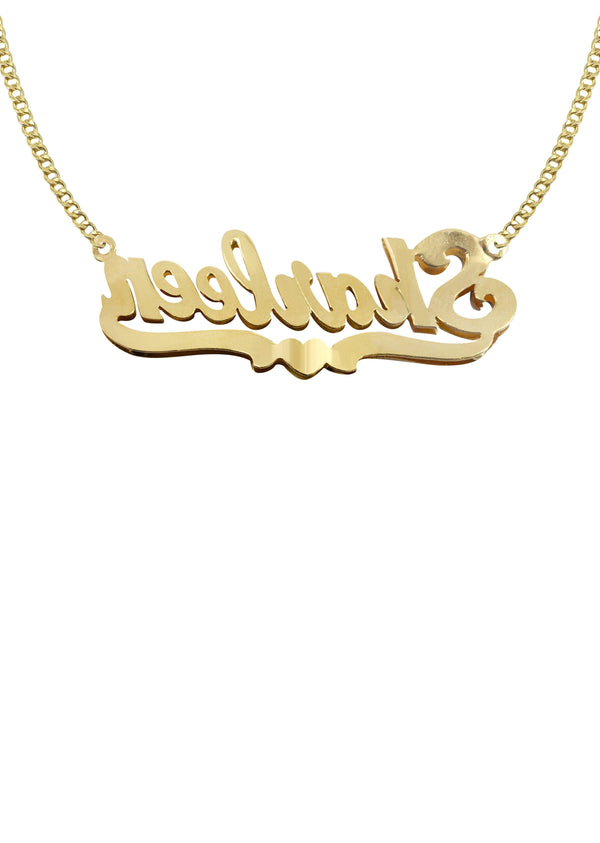 14K Gold  Two Tone  Name Plate Necklace | Style #64