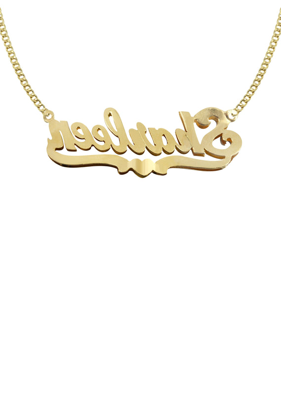 14K Gold  Two Tone  Name Plate Necklace | Style #64