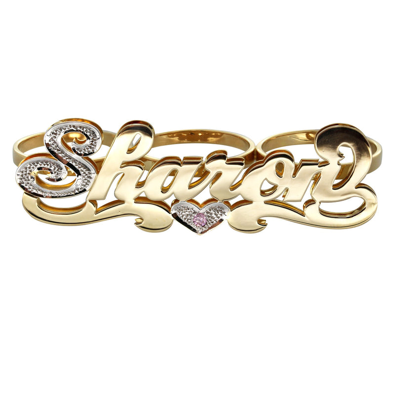 14K Gold Three Finger Name Ring | Appx. 10.8 Grams