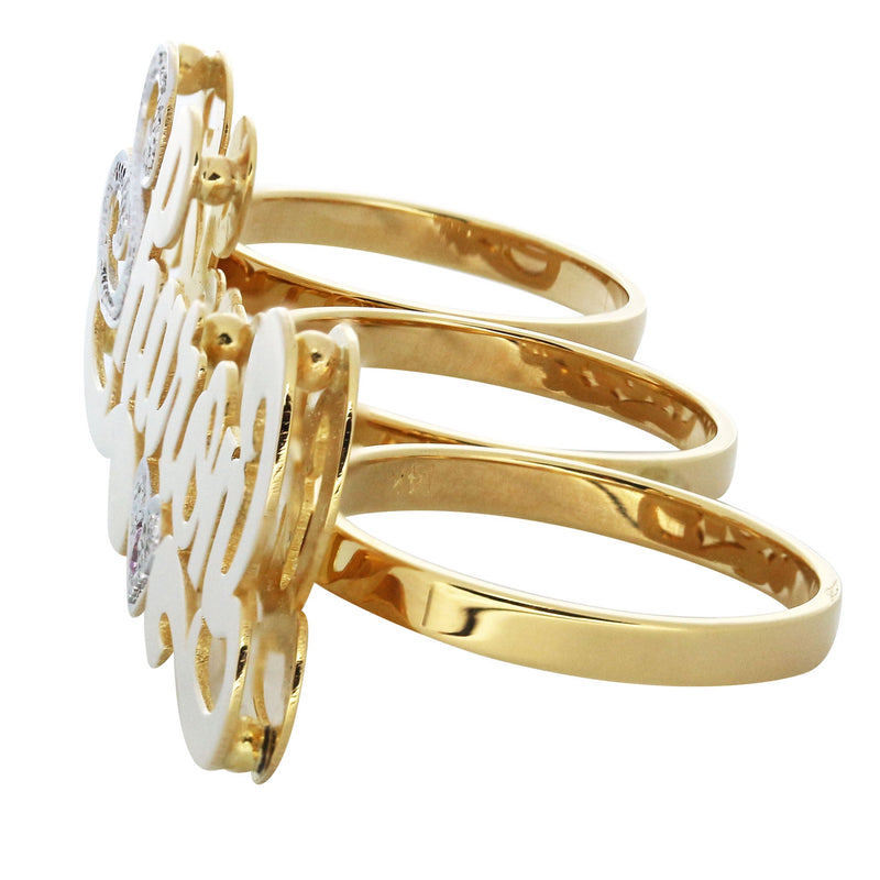 14K Gold Three Finger Name Ring | Appx. 10.8 Grams