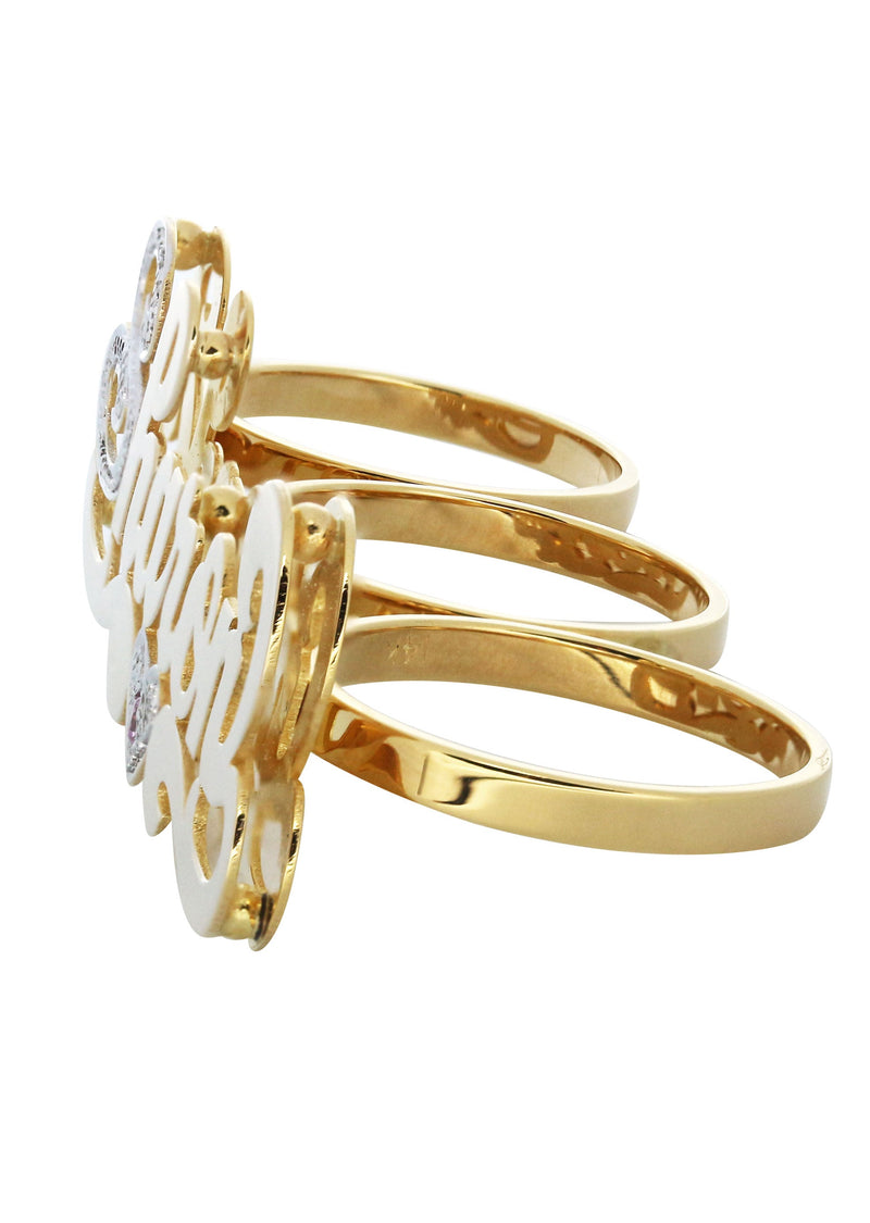 14K Gold Three Finger Name Ring | Appx. 10.8 Grams