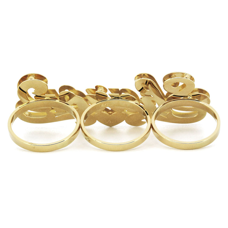 14K Gold Three Finger Name Ring | Appx. 10.8 Grams