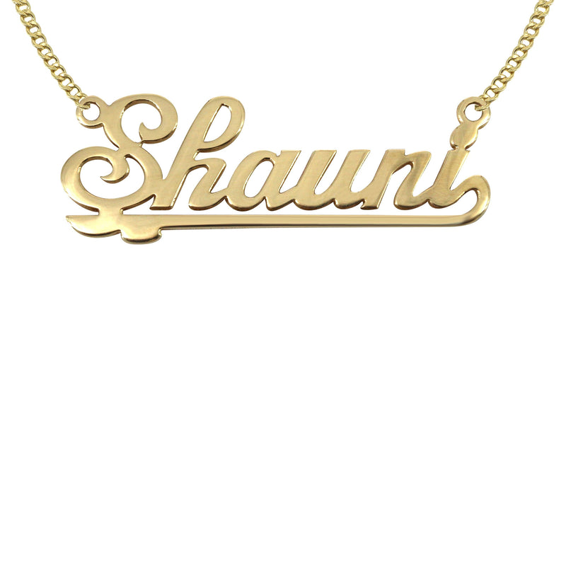 14K Gold  Plain Gold Name Plate Necklace | Style #52