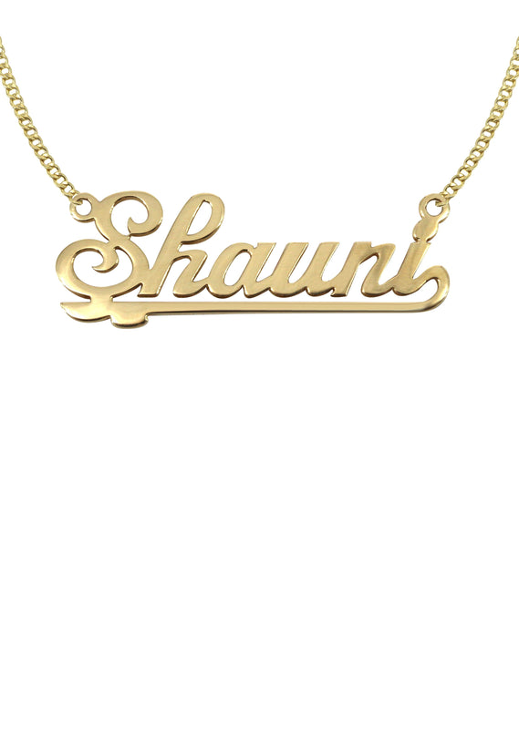 14K Gold  Plain Gold Name Plate Necklace | Style #52