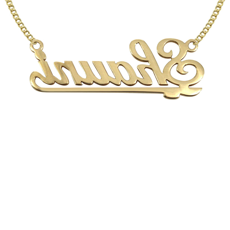 14K Gold  Plain Gold Name Plate Necklace | Style #52