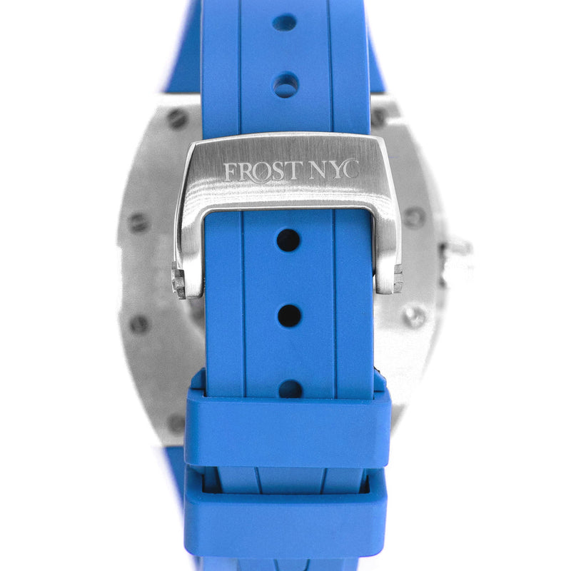 Frost NYC Mens Watch - Automatic Skeleton Stainless Steel Sport Watch | FRST-01-SS | Blue