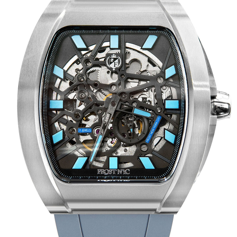 Frost NYC Mens Watch - Automatic Skeleton Stainless Steel Sport Watch | FRST-01-SS | Gray