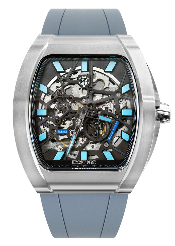 Frost NYC Mens Watch - Automatic Skeleton Stainless Steel Sport Watch | FRST-01-SS | Gray