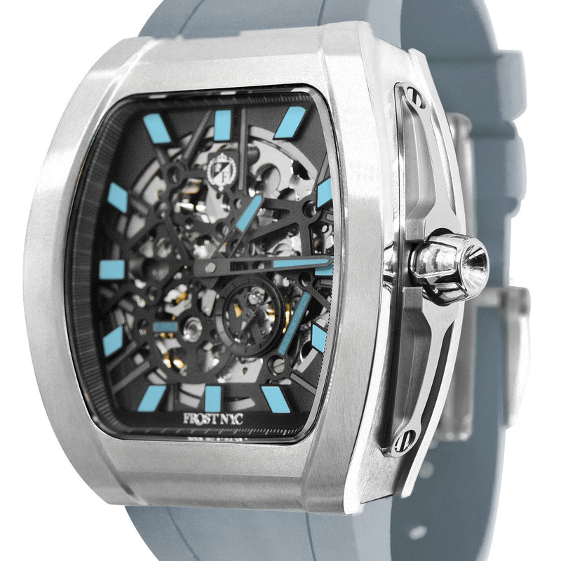 Frost NYC Mens Watch - Automatic Skeleton Stainless Steel Sport Watch | FRST-01-SS | Gray