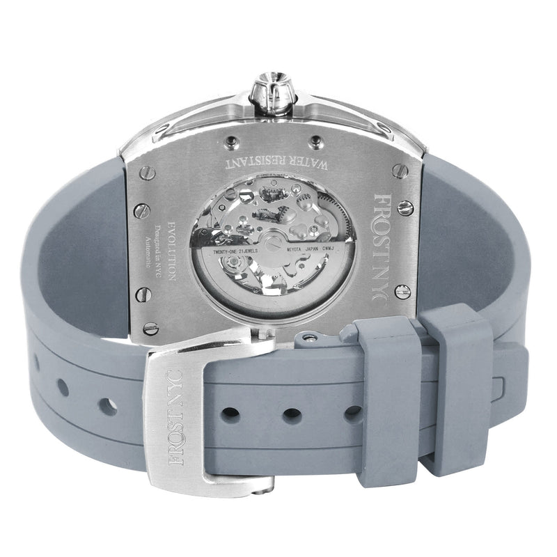 Frost NYC Mens Watch - Automatic Skeleton Stainless Steel Sport Watch | FRST-01-SS | Gray