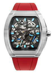 Frost NYC Mens Watch - Automatic Skeleton Stainless Steel Sport Watch | FRST-01-SS | Red