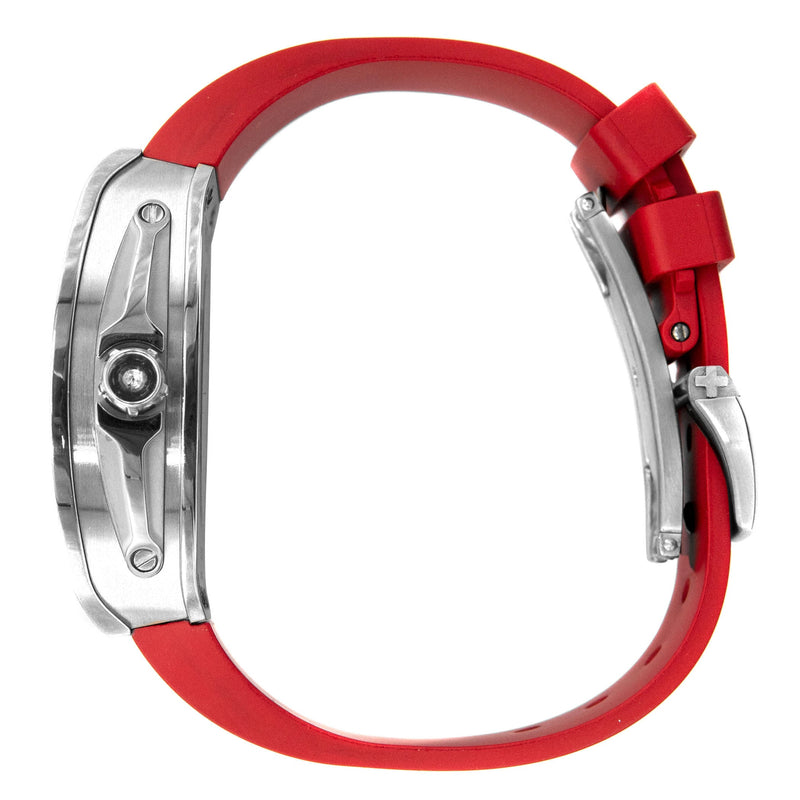 Frost NYC Mens Watch - Automatic Skeleton Stainless Steel Diamond Sport Watch | FRST-01-SS-D | Red