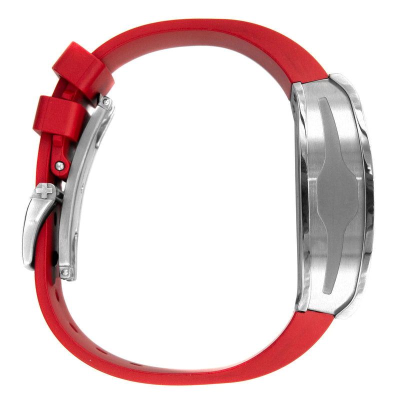 Frost NYC Mens Watch - Automatic Skeleton Stainless Steel Diamond Sport Watch | FRST-01-SS-D | Red