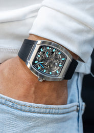 Frost NYC Mens Watch - Automatic Skeleton Stainless Steel Sport Watch | FRST-01-SS | Black
