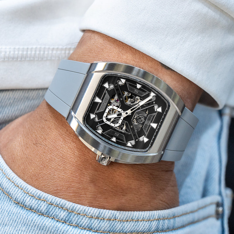 Frost NYC Mens Watch - Automatic Skeleton Stainless Steel Sport Watch | FRST-01-XS | Gray