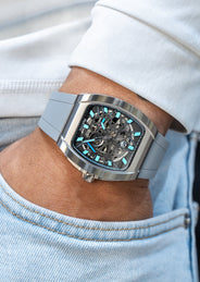 Frost NYC Mens Watch - Automatic Skeleton Stainless Steel Sport Watch | FRST-01-SS | Gray