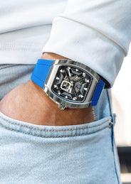 Frost NYC Mens Watch - Automatic Skeleton Stainless Steel Sport Watch | FRST-01-XS | Blue