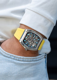Frost NYC Mens Watch - Automatic Skeleton Stainless Steel Sport Watch | FRST-01-SS | Yellow