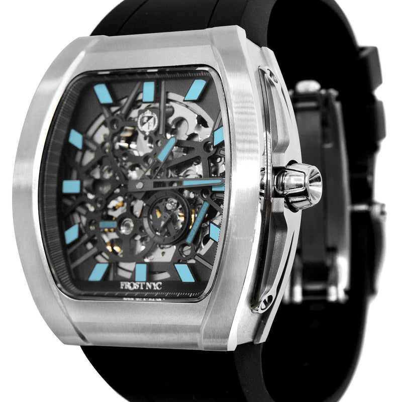 Frost NYC Mens Watch - Automatic Skeleton Stainless Steel Sport Watch | FRST-01-SS | Black