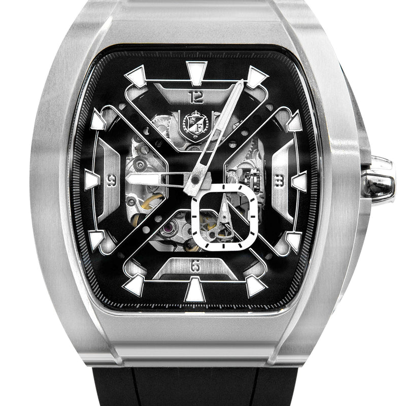 Frost NYC Mens Watch - Automatic Skeleton Stainless Steel Sport Watch | FRST-01-XS | Black