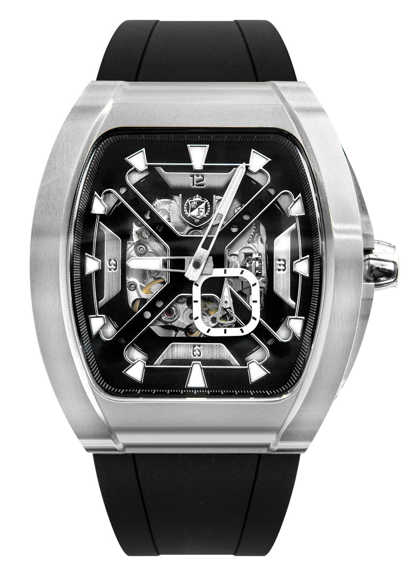 Frost NYC Mens Watch - Automatic Skeleton Stainless Steel Sport Watch | FRST-01-XS | Black