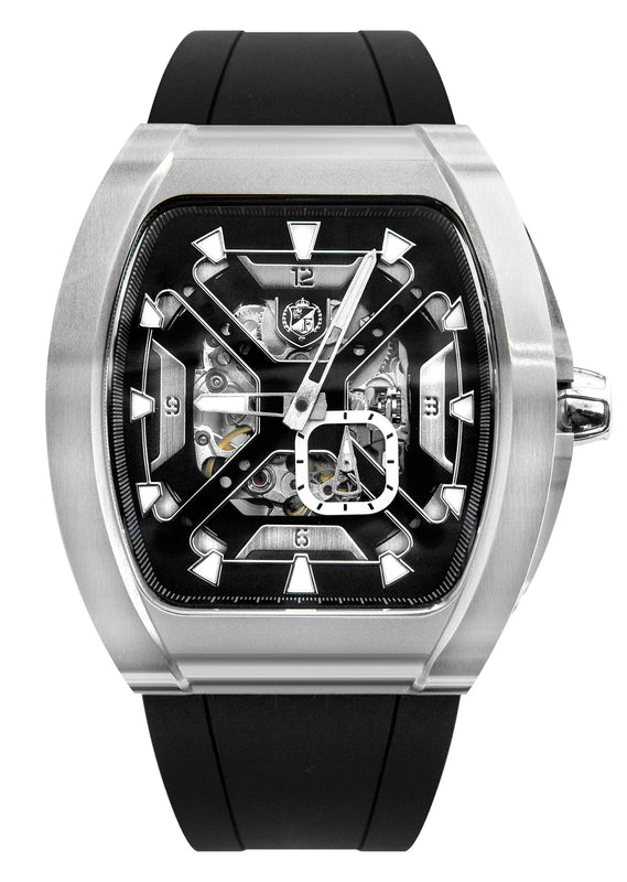 Frost NYC Mens Watch - Automatic Skeleton Stainless Steel Sport Watch | FRST-01-XS | Black